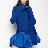 Marques ' Almeida Knitwear | Tops | BLUE DRAPED JUMPER IN MERINO KNIT NAVY