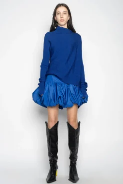 Marques ' Almeida Knitwear | Tops | BLUE DRAPED JUMPER IN MERINO KNIT NAVY