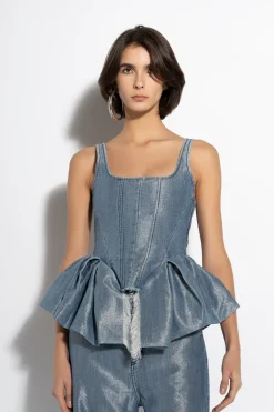 Marques ' Almeida Denim | Tops | LUREX FITTED CORSET BLUE
