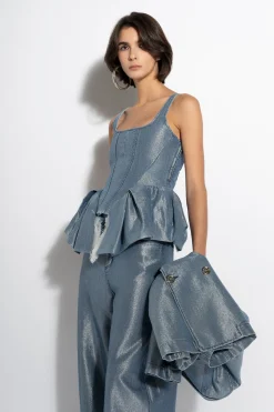 Marques ' Almeida Denim | Tops | LUREX FITTED CORSET BLUE