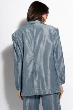 Marques ' Almeida Denim | Outerwear | LUREX OVERSIZED BLAZER BLUE
