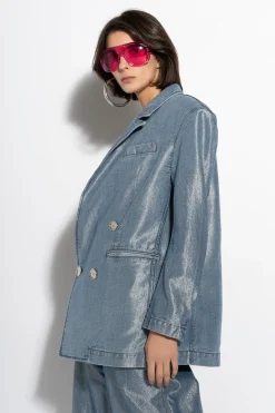Marques ' Almeida Denim | Outerwear | LUREX OVERSIZED BLAZER BLUE