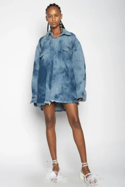 Marques ' Almeida Denim | Outerwear | TIE DYE DENIM OVERSHIRT BLUE