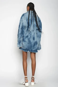 Marques ' Almeida Denim | Outerwear | TIE DYE DENIM OVERSHIRT BLUE