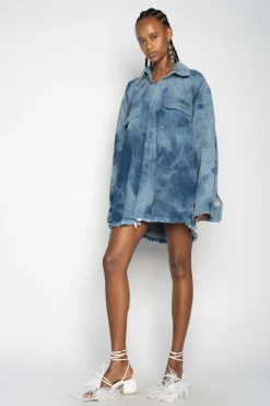 Marques ' Almeida Denim | Outerwear | TIE DYE DENIM OVERSHIRT BLUE