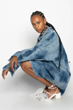 Marques ' Almeida Denim | Outerwear | TIE DYE DENIM OVERSHIRT BLUE