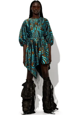 Marques ' Almeida Dresses | Dresses | ZEBRA BROCADE BALLOON SLEEVE DRESS BLUE