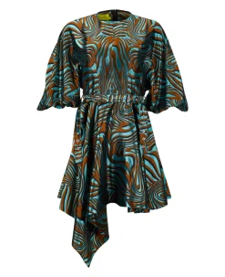 Marques ' Almeida Dresses | Dresses | ZEBRA BROCADE BALLOON SLEEVE DRESS BLUE