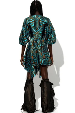 Marques ' Almeida Dresses | Dresses | ZEBRA BROCADE BALLOON SLEEVE DRESS BLUE