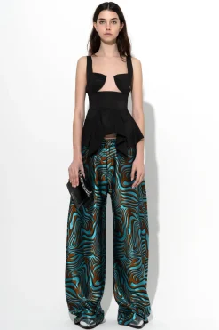 Marques ' Almeida Bottoms | Bottoms | ZEBRA BROCADE BOYFRIEND TROUSERS BLUE