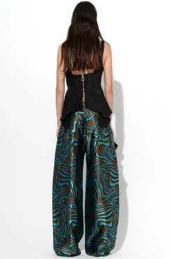 Marques ' Almeida Bottoms | Bottoms | ZEBRA BROCADE BOYFRIEND TROUSERS BLUE