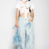 Marques ' Almeida Denim | Bottoms | BOYFRIEND TROUSERS IN SHREDDED LIGHT BLUE DENIM LIGHTBLUE