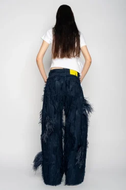 Marques ' Almeida Denim | Bottoms | BOYFRIEND TROUSERS IN SHREDDED DENIM NAVY