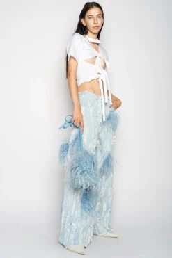 Marques ' Almeida Denim | Bottoms | BOYFRIEND TROUSERS IN SHREDDED LIGHT BLUE DENIM LIGHTBLUE