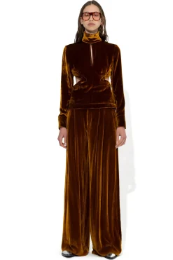 Marques ' Almeida Tops | Tops | VELVET OPEN BACK TURTLENECK BROWN