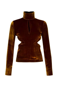 Marques ' Almeida Tops | Tops | VELVET OPEN BACK TURTLENECK BROWN