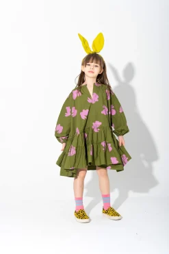 Marques ' Almeida Dresses | BUNNY PRINT GATHERED DRESS KHAKI