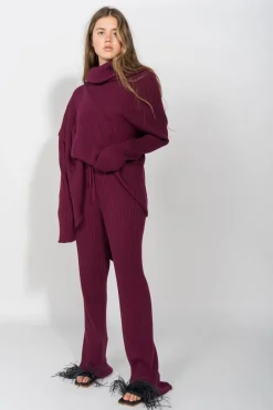 Marques ' Almeida Knitwear | Bottoms | KNITTED TROUSERS BURGUNDY