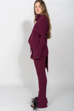 Marques ' Almeida Knitwear | Bottoms | KNITTED TROUSERS BURGUNDY