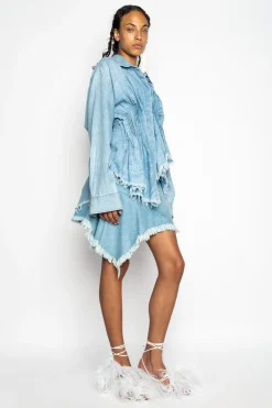 Marques ' Almeida Tops | Tops | CHAMBRAY PLEATED SHIRT LIGHTBLUE