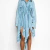 Marques ' Almeida Dresses | Dresses | CHAMBRAY PLEATED SHIRT DRESS LIGHTBLUE