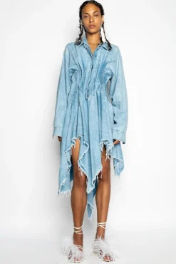 Marques ' Almeida Dresses | Dresses | CHAMBRAY PLEATED SHIRT DRESS LIGHTBLUE