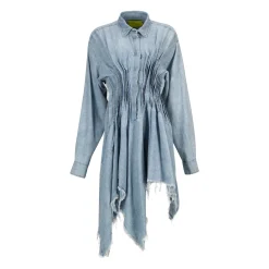 Marques ' Almeida Dresses | Dresses | CHAMBRAY PLEATED SHIRT DRESS LIGHTBLUE