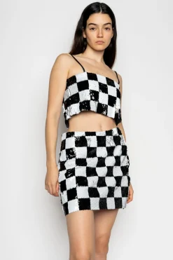 Marques ' Almeida Bottoms | CHECKED SEQUINS MINI SKIRT BLACKWHITE