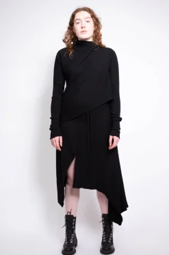 Marques ' Almeida Knitwear | Bottoms | CLASSIC M'A DRAPED MERINO SKIRT IN BLACK
