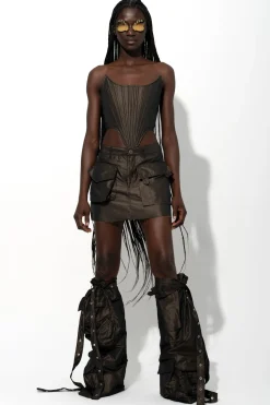 Marques ' Almeida Bottoms | Bottoms | DARK MULTI POCKET MINI SKIRT BROWN
