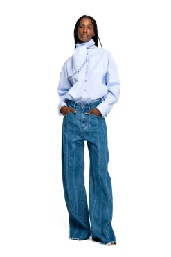 Marques ' Almeida Denim | Bottoms | DENIM BOYFRIEND TROUSERS WITH SEAM LINES BLUE