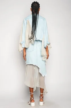 Marques ' Almeida Outerwear | Denim | DENIM CHIFFON FITTED JACKET LIGHTBLUE