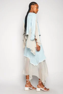 Marques ' Almeida Outerwear | Denim | DENIM CHIFFON FITTED JACKET LIGHTBLUE