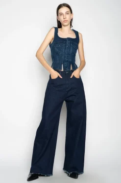 Marques ' Almeida Tops | Denim | DENIM CORSET IN BLUE NAVY