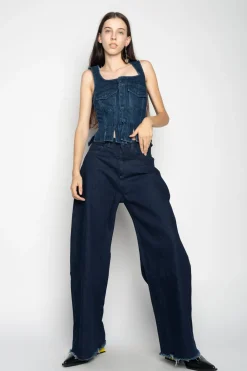 Marques ' Almeida Tops | Denim | DENIM CORSET IN BLUE NAVY