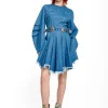 Marques ' Almeida Denim | Dresses | DENIM SHORT DRESS WITH ROUND SLEEVES BLUE