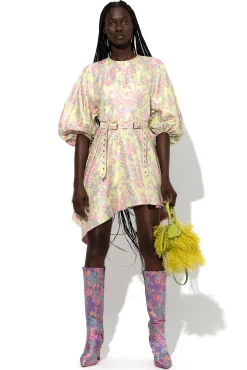Marques ' Almeida Dresses | Dresses | FLOWER BROCADE BALLOON SLEEVE DRESS LIGHTGREEN
