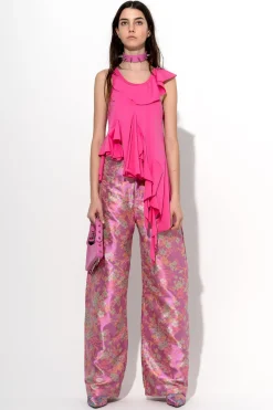 Marques ' Almeida Bottoms | Bottoms | FLOWER BROCADE BOYFRIEND TROUSERS PINK