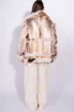 Marques ' Almeida Outerwear | FOILED SHEARLING OVERSIZED JACKET ROSEGOLD