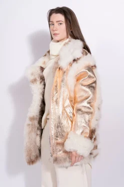 Marques ' Almeida Outerwear | FOILED SHEARLING OVERSIZED JACKET ROSEGOLD