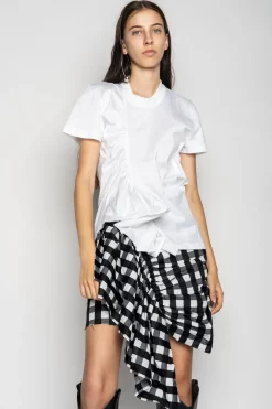 Marques ' Almeida Tops | GATHERED T-SHIRT IN WHITE