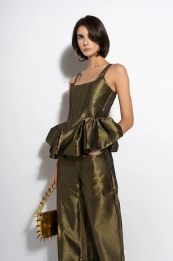 Marques ' Almeida Denim | Tops | LUREX FITTED CORSET GOLD