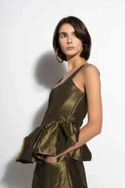 Marques ' Almeida Denim | Tops | LUREX FITTED CORSET GOLD