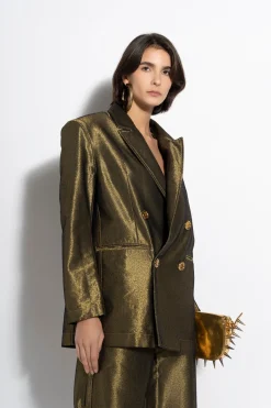 Marques ' Almeida Denim | Outerwear | LUREX OVERSIZED BLAZER GOLD