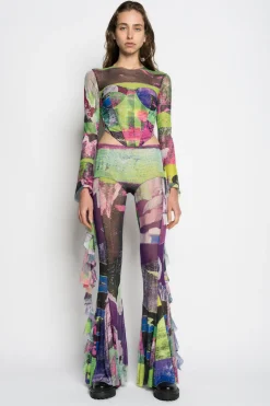 Marques ' Almeida Tops | Tops | GRAFFITI PRINT MESH CORSET TOP MULTICOLOUR