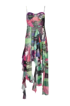 Marques ' Almeida Dresses | Dresses | GRAFFITI PRINT MESH CORSET DRESS MULTICOLOUR