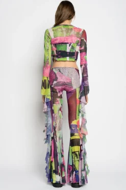Marques ' Almeida Tops | Tops | GRAFFITI PRINT MESH CORSET TOP MULTICOLOUR