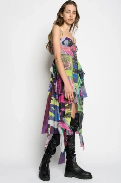 Marques ' Almeida Dresses | Dresses | GRAFFITI PRINT MESH CORSET DRESS MULTICOLOUR