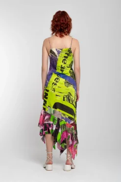 Marques ' Almeida Dresses | Dresses | GRAFFITI PRINT STRAP DRESS WITH PEPLUM MULTICOLOUR