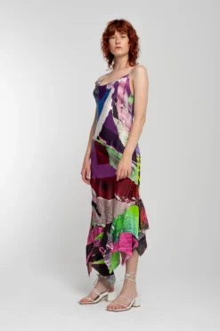 Marques ' Almeida Dresses | Dresses | GRAFFITI PRINT STRAP DRESS WITH PEPLUM MULTICOLOUR